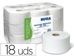 Rollo papel higiénico industrial gofrado Buga reciclado 2 capas 130m.